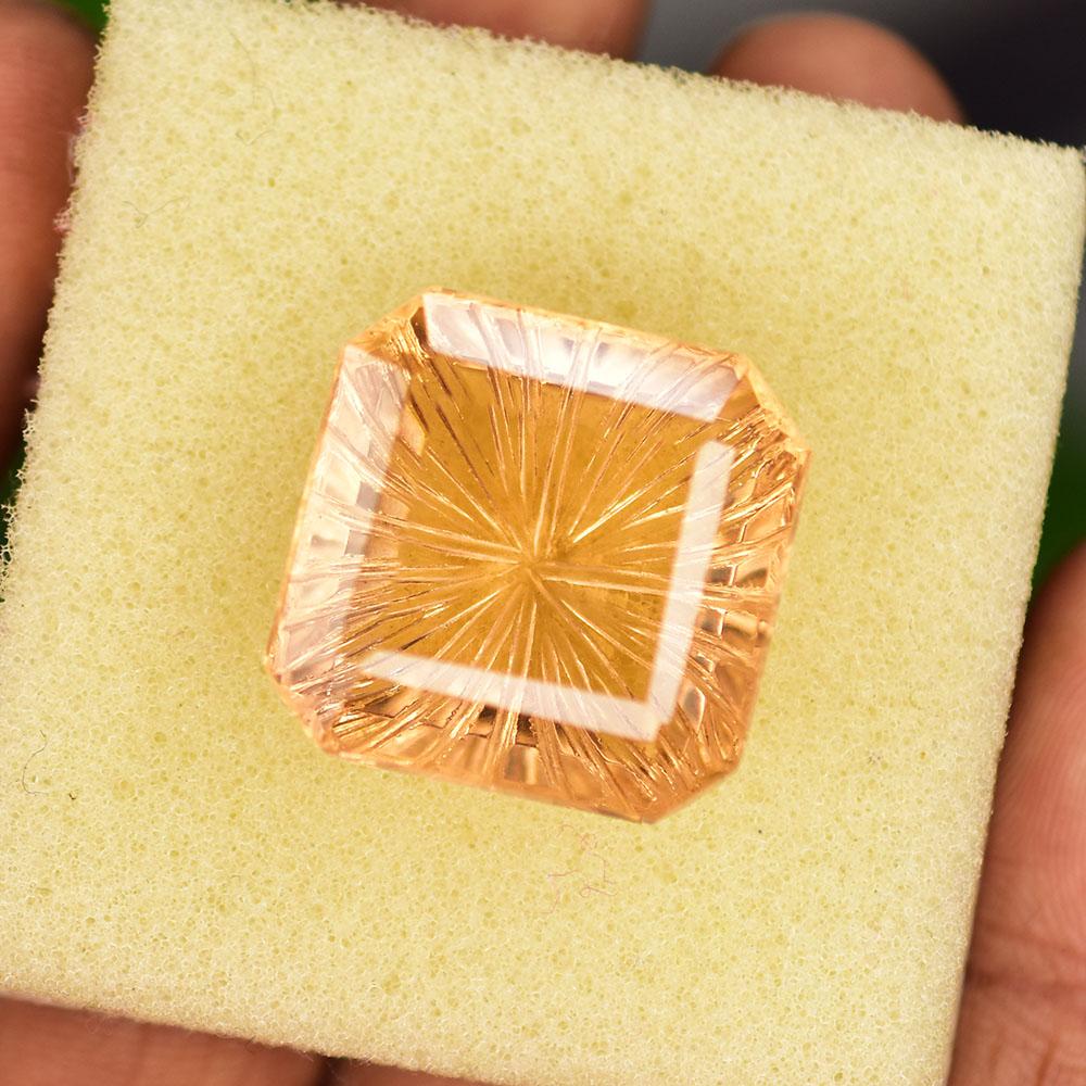 Natural Topaz Loose Gemstone 21x21mm Square Shape Peach for Her for Jewelry Making and Crafts
