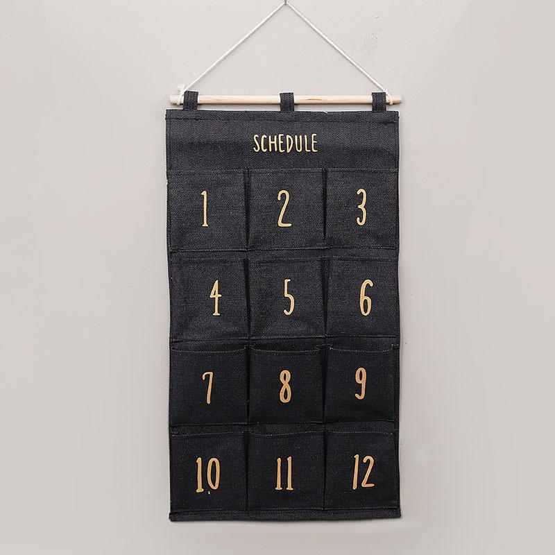 Hanging Storage Multilayer Bag With Cotton Linen Material Home Use Net Sundries