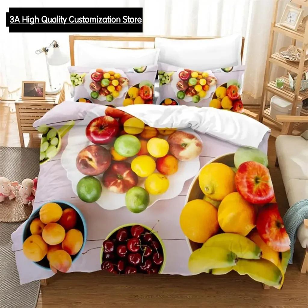Thin Duvet Cover Set Double Bed Fruit Quilt Cover Queen Size 3D Single Bedding Set 2PCS 3PCS with Pillowcase Full Twin King Beds