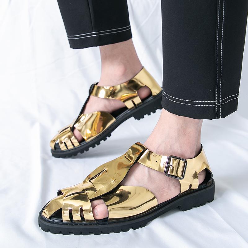 Fashion Luxury Brand Suit Interview Men's Formal Shoes High-end Gold Wedding Shoes Office Men's Business Leather Shoes Breathable Summer