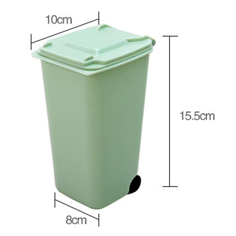 Mini Desktop Trash Can 3color Garbage Storage Box Living Room Coffee Table with Cover Small Paper Basket Plastic Garbage Bag