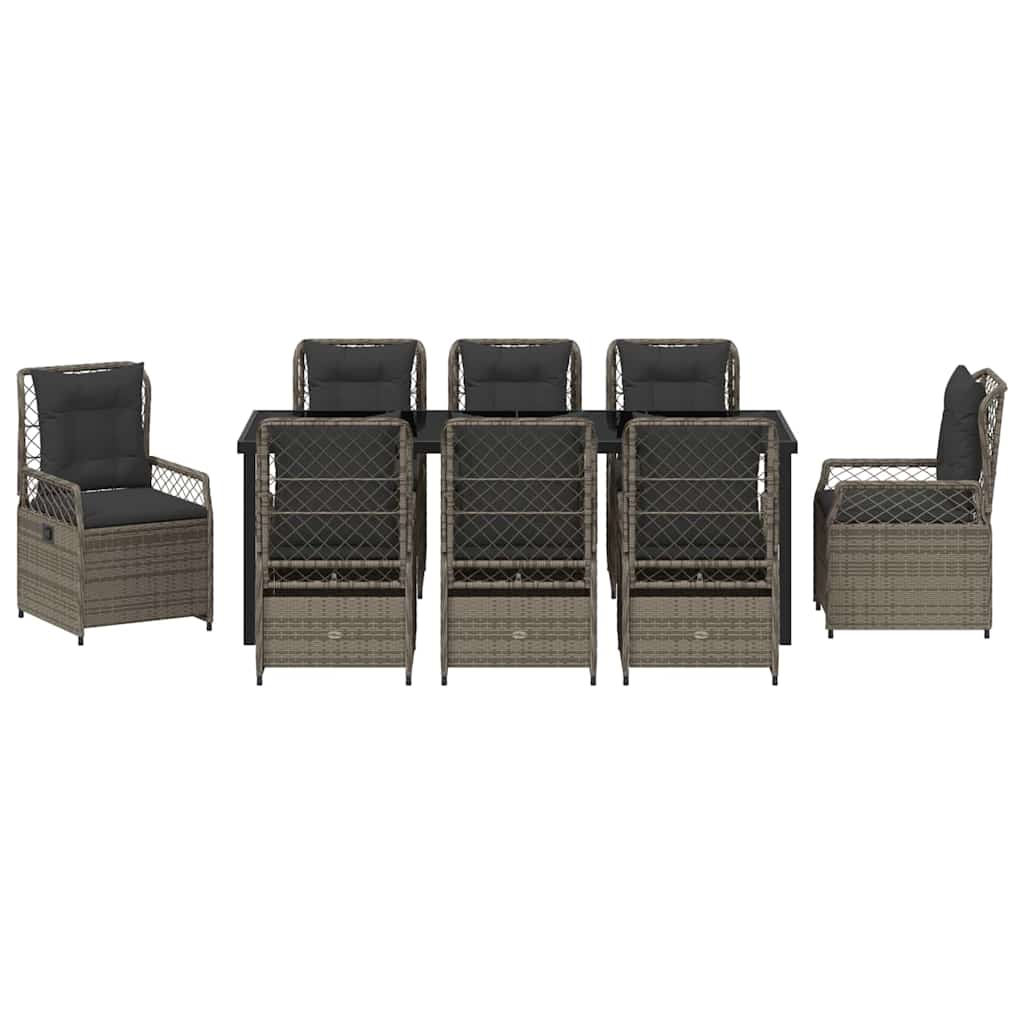 Garden Dining Set 9 pcs Grey Poly Rattan