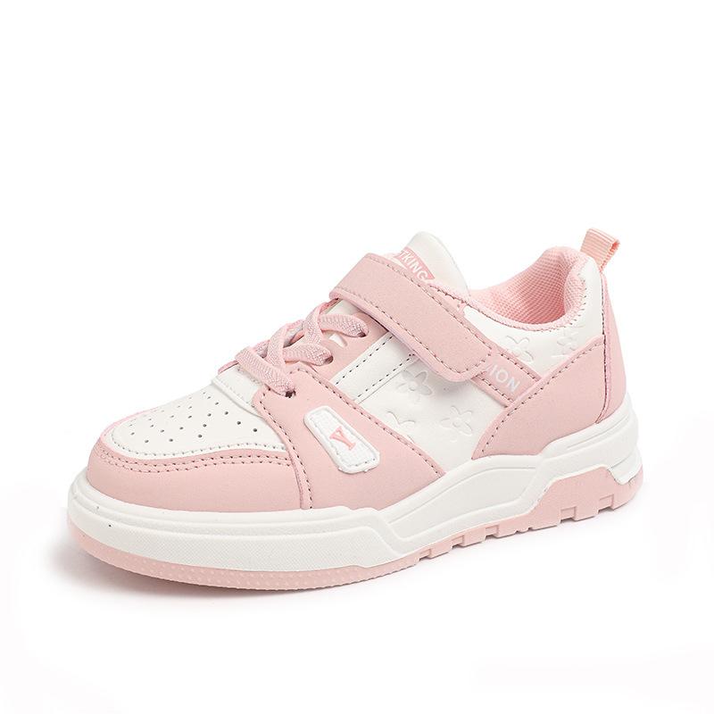 

2025 весна и лето новая детская обувь на липучках, маленькие белые туфли, повседневные универсальные кеды для мальчиков и девочек, студенческая обувь на мягкой подошве, одинарная обувь 31 розовый