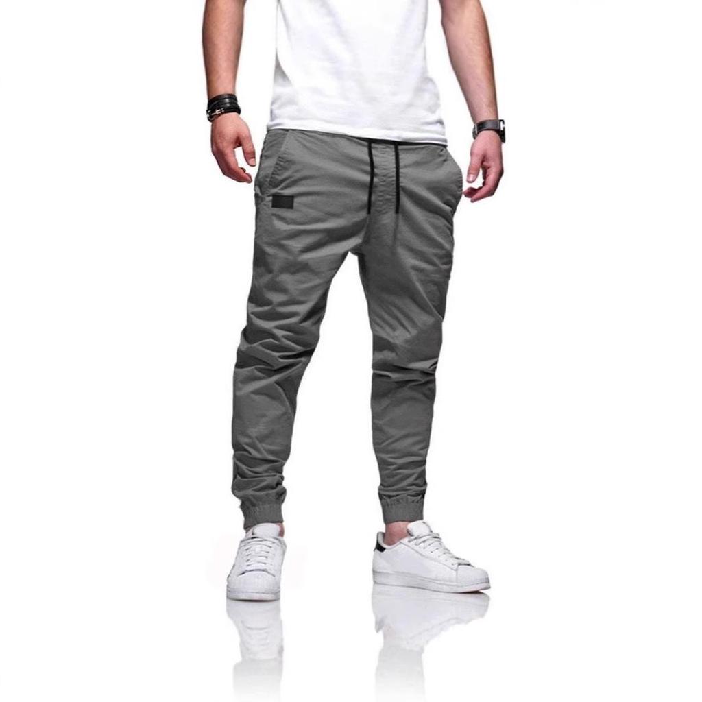 Pantalones Casuales Rectos para Hombre de Cuatro Estaciones, Ajuste Delgado, con Puños con Cordón