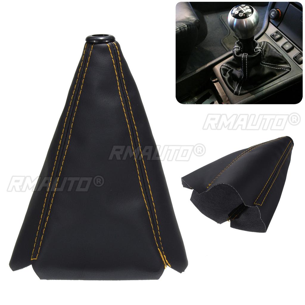 16mm Universal PU Leather Car Auto Gear Shift Collars Carbon Fiber Car Manual Shifter Gear Shift Boot Cover Gaiter