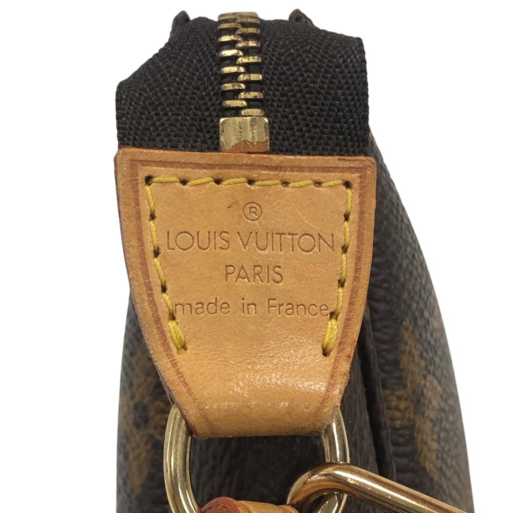 Used Louis Vuitton Monogram Pochette Accessoires M40712 Canvas Brown Authentic 1210