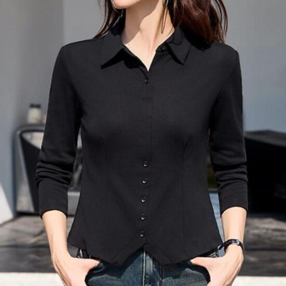 Navava Women BuTTon PoinT Collar Long Sleeve T shirT nT2914