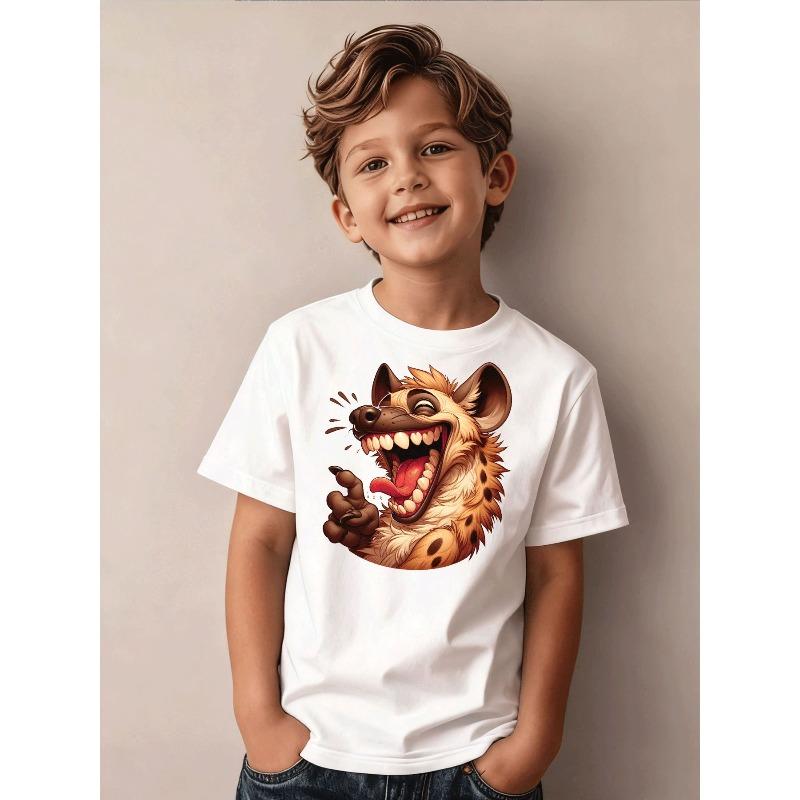Boys T Shirt Kids Casual Trendy Hyena Cartoon Graphic Tee