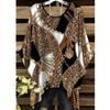 Fashion New Arrival Plus Size Bastet Egyptian Cat Goddess Print Women's Top Elegant Casual Style Round Neck Long Sleeve T-Shirt
