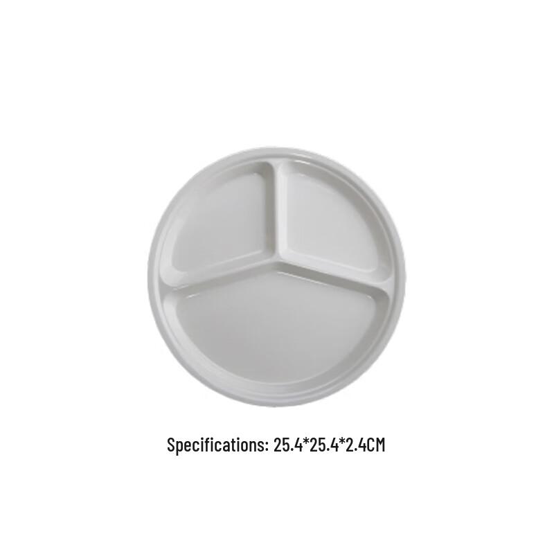

White Commercial Melamine 3-Compartment Divided Plate