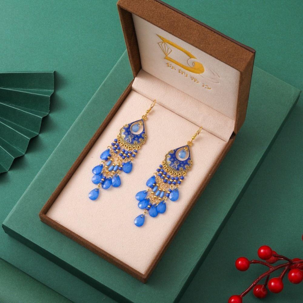 Bohemia Style Bohemian Tassel Earring Heart Shaped Hollow Earrings Ethnic Style Earring Gifts