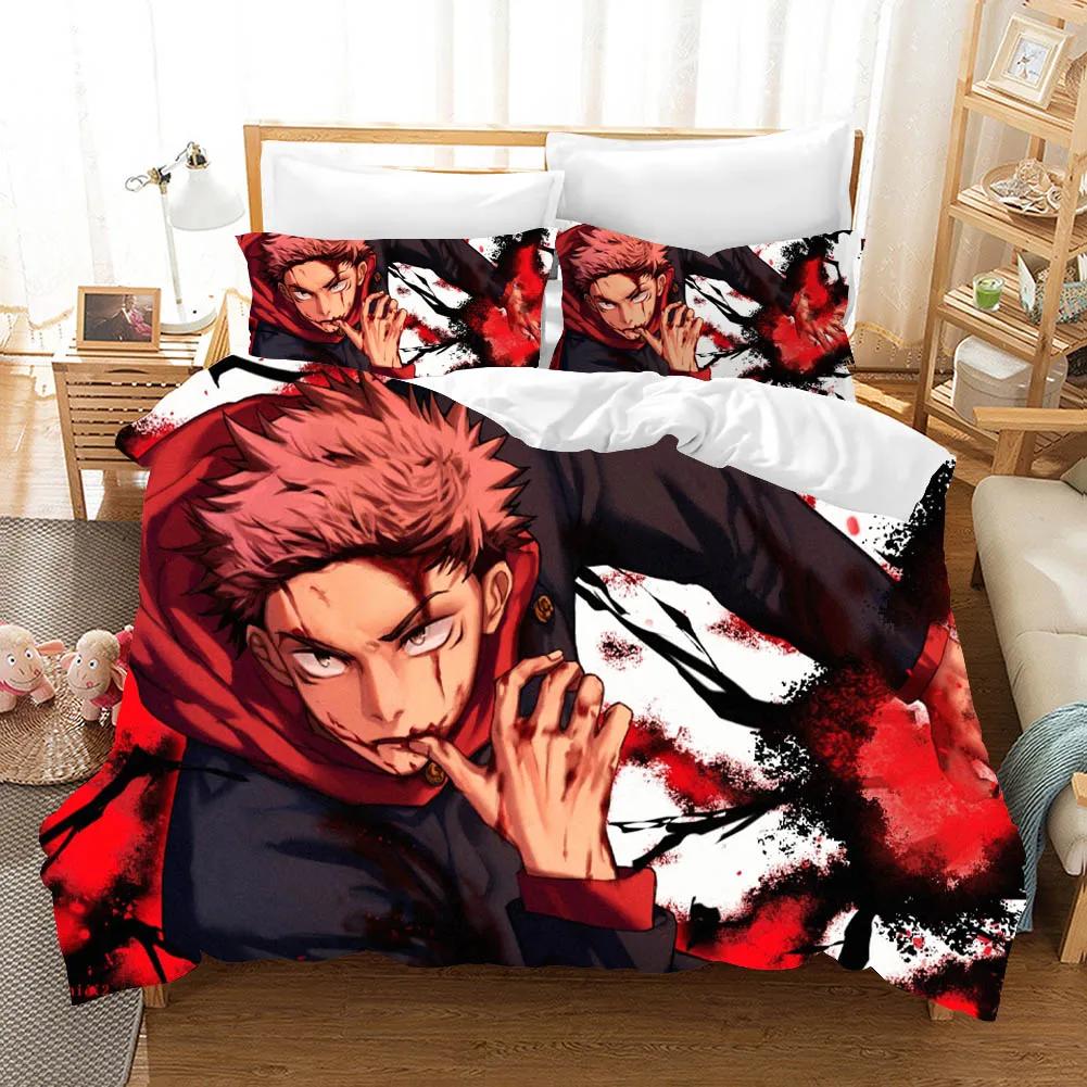Sada ložního prádla Jujutsu Kaisen Japonsko Slavné anime Soupravy povlaků na přikrývky Povlečení Twin Queen King Single Size Dropshipping dárek