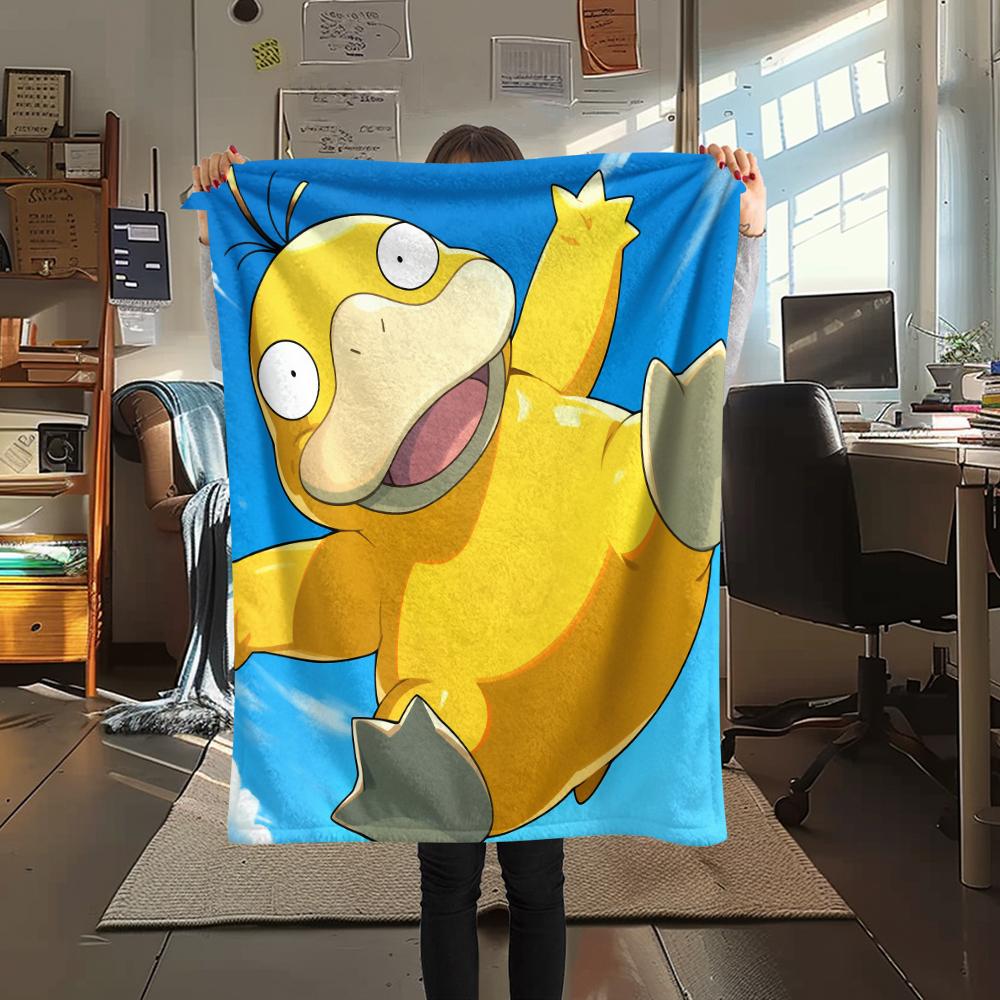 Pokémon Psyduck pattern Flannel Blanket, High quality Comfortable for All Seasons, Home Decor, Warmth and Comfort, Perfect for Gifts.