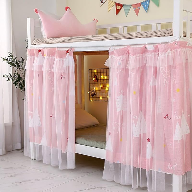 Students Dorm Bunk Bed Curtain Home Privacy Bed Shading Curtain Net Bed Cloth Dustproof Blackout Bed Canopy Bedding Curtain Students Dormitory Tent