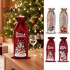 Decorative Bottle Bags for Christmas Wine Bag, Vintage Drawstring Sleeve, Reusable Faux Holiday Party Packaging Linen Cover Clothes New Year