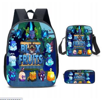 ROBLOX Blox Fruits Grund- und Sekundarschule Schultasche Kinderrucksack Rucksack mit großem Fassungsvermögen Umhängetasche Federmäppchen