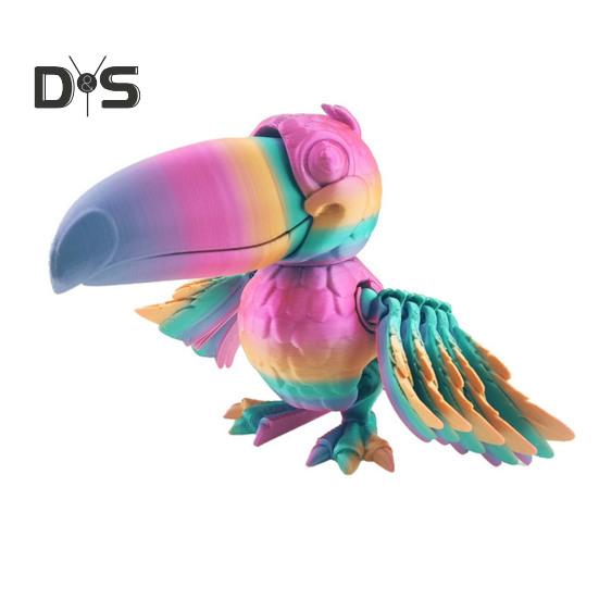 

3D-печатный орнамент тукан шарнирный тукан с подвижными крыльями клюв антистрессовый непоседа тукан игрушка для декора стола дети взрослые подарок S разноцветный