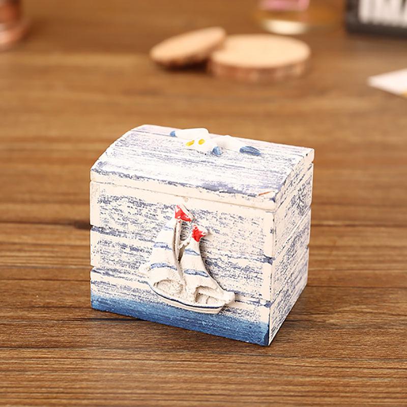 Ocean Style Mediterranean Desktop Wooden Jewelry and Candy Storage Box