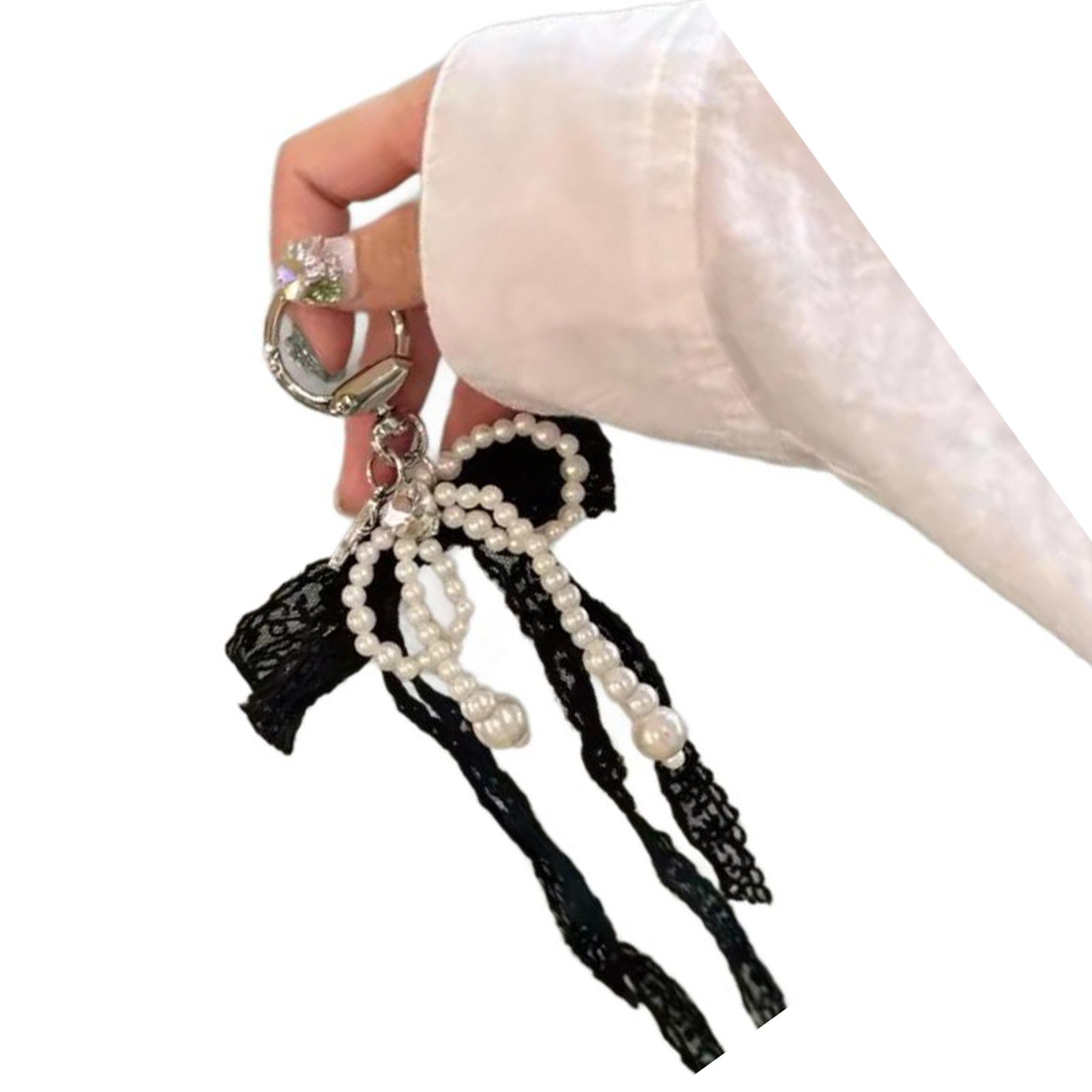 

Модный элегантный кружевной бант с жемчужинами любви, брелок для ключей, товары для рукоделия, модные аксессуары для ежедневного использования чёрный