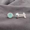 Aqua Chalcedony Gemstone 925 Sterling Silver Handcrafted Cufflinks 0.50" For Him CL-4-17