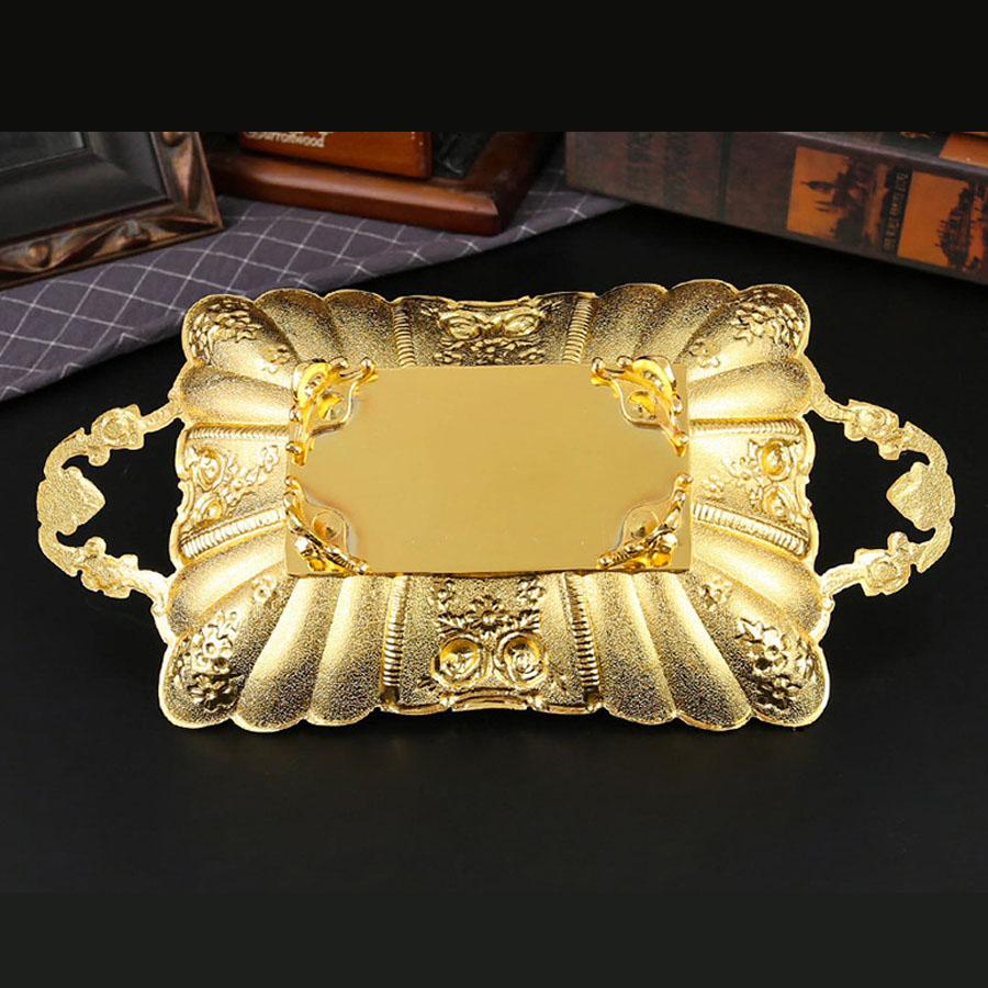 Cake Display Plate Metal Dessert Display Platter Decorative Snacks Plate Cake Serving Dish for Home Party Kitchen