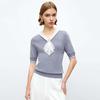 Women's Slim Fit V-Neck Cropped Knit Top