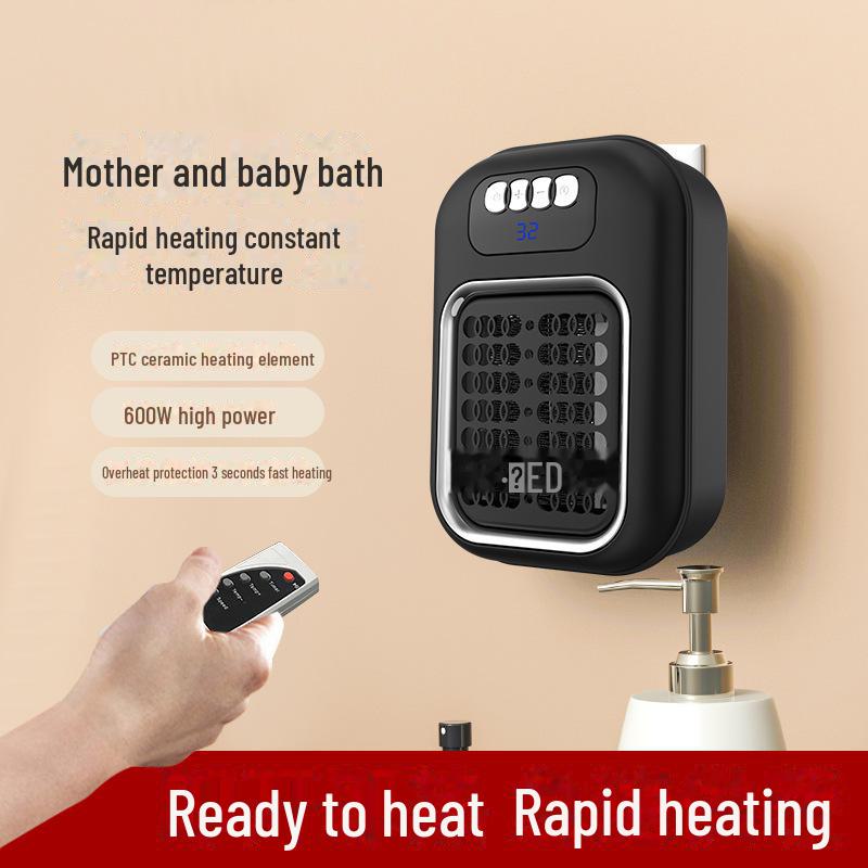 Mini solární elektrický ohřívač: Černý technický ventilátor pro vytápění domácností