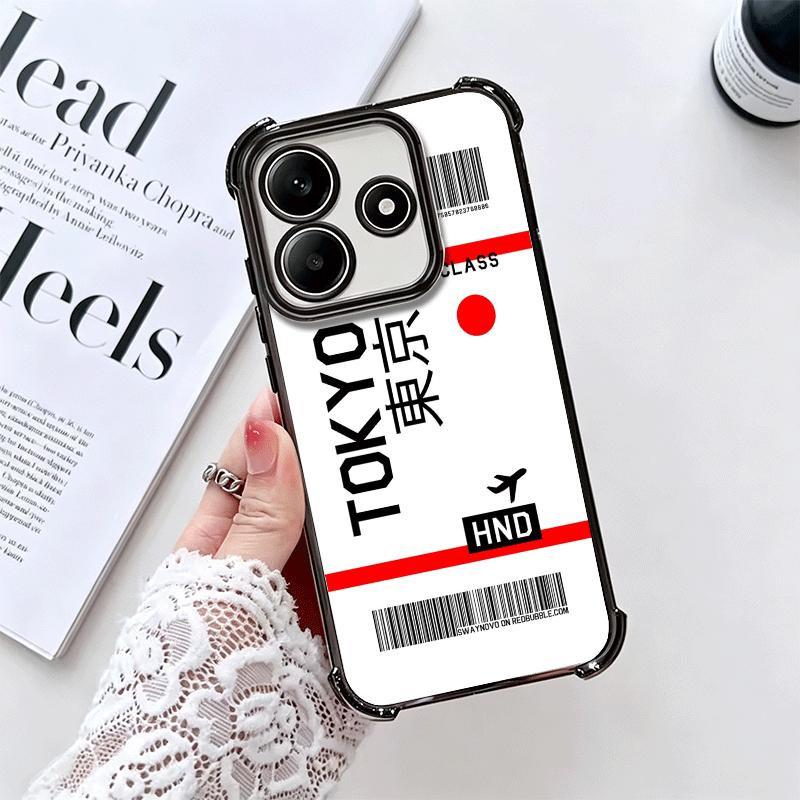 Travel Air Ticket Label Soft Phone Case For Xiaomi Redmi Note 14 15 Pro Plus 13 12 11S 11T 5G 10 9S 9 Plating Anti-Fall Fundas