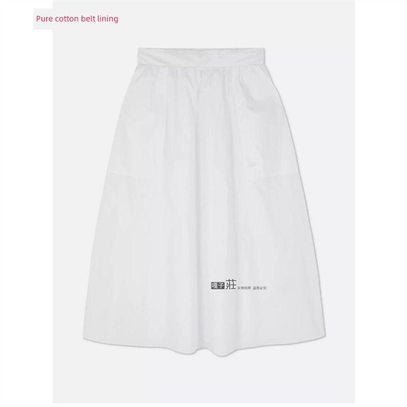 

European Sheet PRI * Spring and Summer plus Size Women s Clothing Pure Cotton High Waist Skirt A- Line Skirt High Waist Midi Skirt White Plus size XL