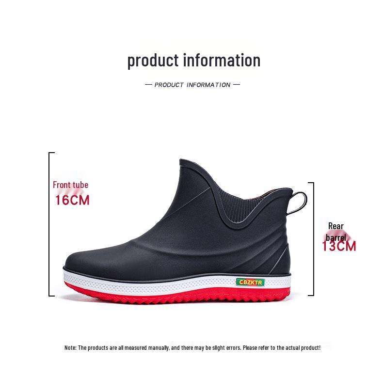 Men's Fashion Short Rain Boots - Waterproof, Non-slip, and Versatile for Outdoor, Kitchen, or Car Wash Use.