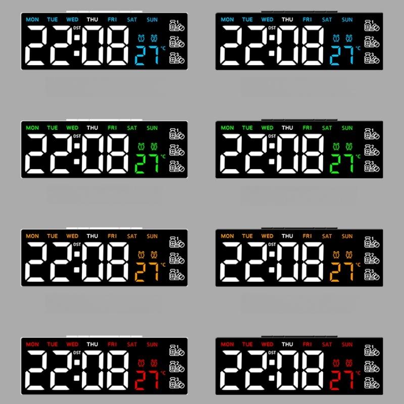 Digital Alarm Clock TEMP Date Week 3 Medication Reminders 2 Alarm 3 Levels Brightness USB Output Charging Port 12/24H LED Clock