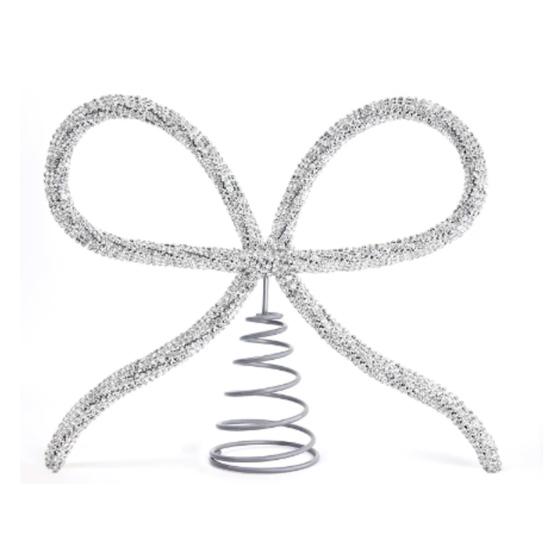 

9.8 Стразовий бант Верхівка на ялинку Золотий/Срібний Стразовий бант Прикраса на верхівку ялинки для Різдва Свята Весілля Вечірки з нагоди дня народження Декор срібний