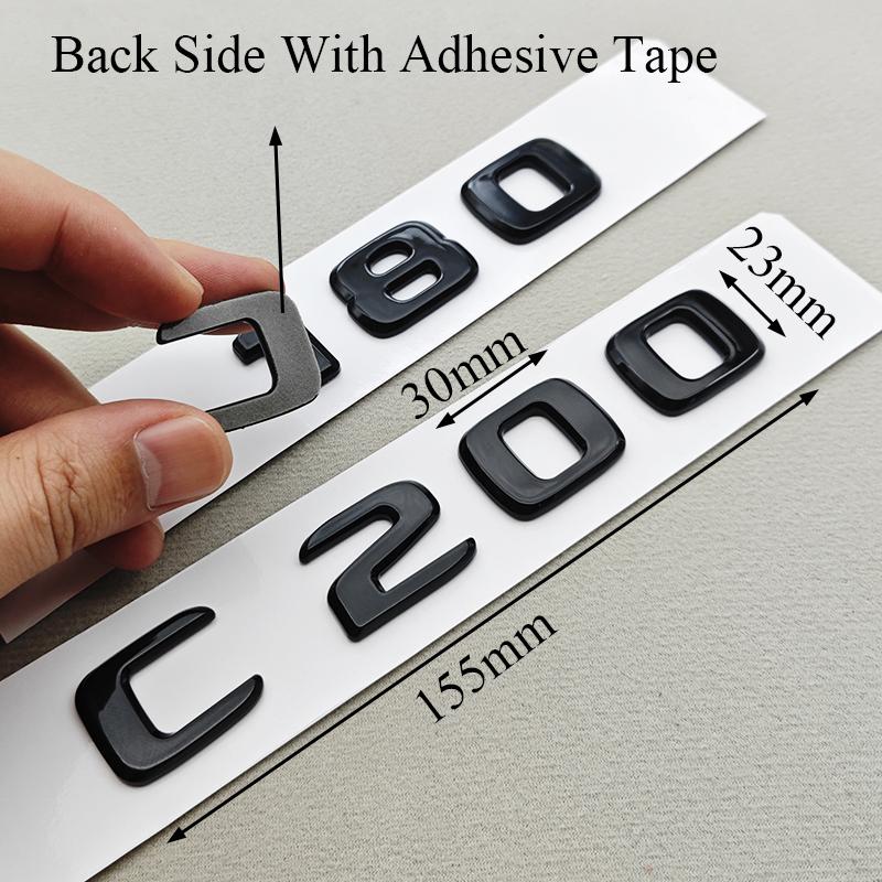 3D ABS Black A180 A200 A250 C180 C200 Logo Letters Car Rear Trunk Badge Sticker For Mercedes Benz W177 W176 V177 W206 W204 S205