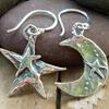 Retro Boho Moon And Star Silvery Dangle Earrings For Women Unique Daily Party Jewelry Birthday Anniversary Mother's Day Gift