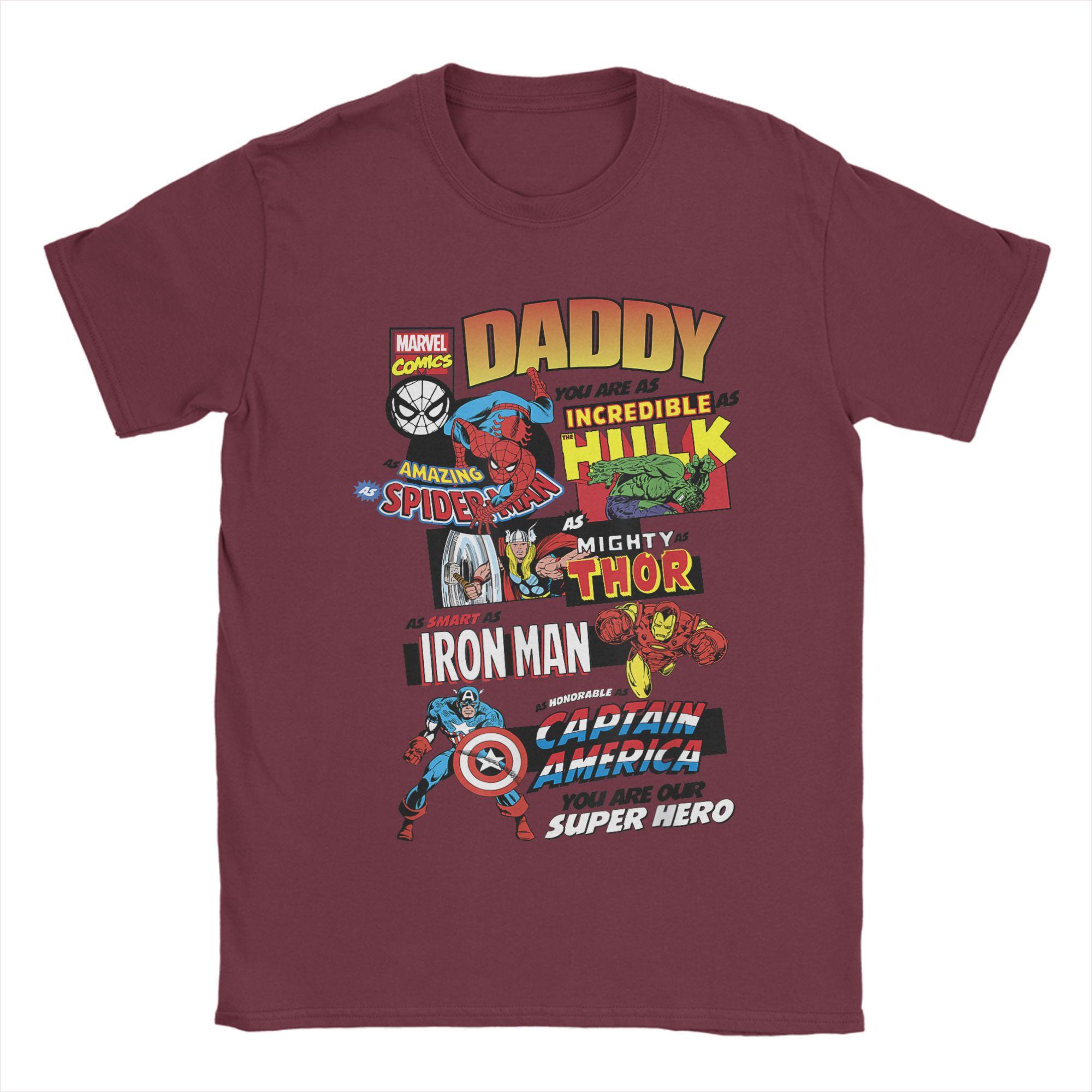 

Avengers Father s Day Retro Comic Dad T-Shirt Men Cartoon Funny Cotton Tee Crewneck Short Sleeve T Shirts Unique merchandise M