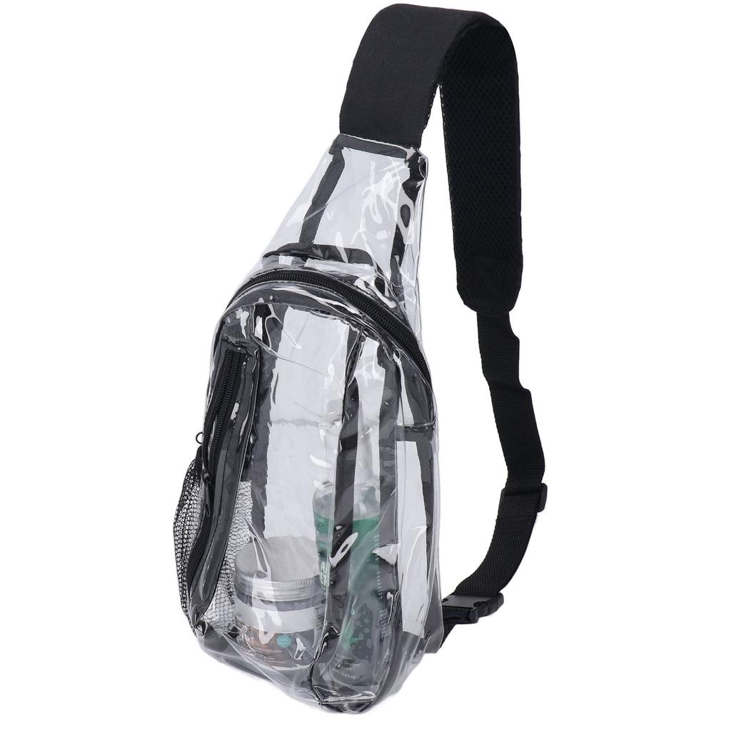 Clear Sling Bag Stadium Approved Small PVC Casual Waterproof Transparent Chest Bag for Hiking Stadium Or Concerts