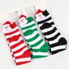 Cartoon Santa Christmas Stockings for 6-10Y Children Over the Knee Socks for Little Girls Unisex Winter Striped Socks