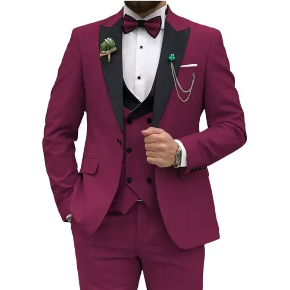 3 Pieces Men's Suits Royal Blue Men Slim Fit Double Breasted Suit Wedding Prom Party Business(Blazer Vest Pants)
