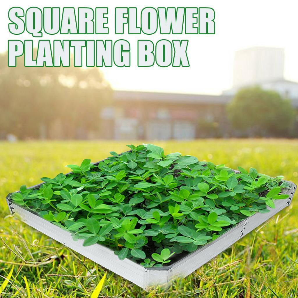 120cm on Vegetable Flower planting Garden Bed Patio Planter Basket Metal Raised home Backyard decoration Garden Nursery Iron Pots Silver