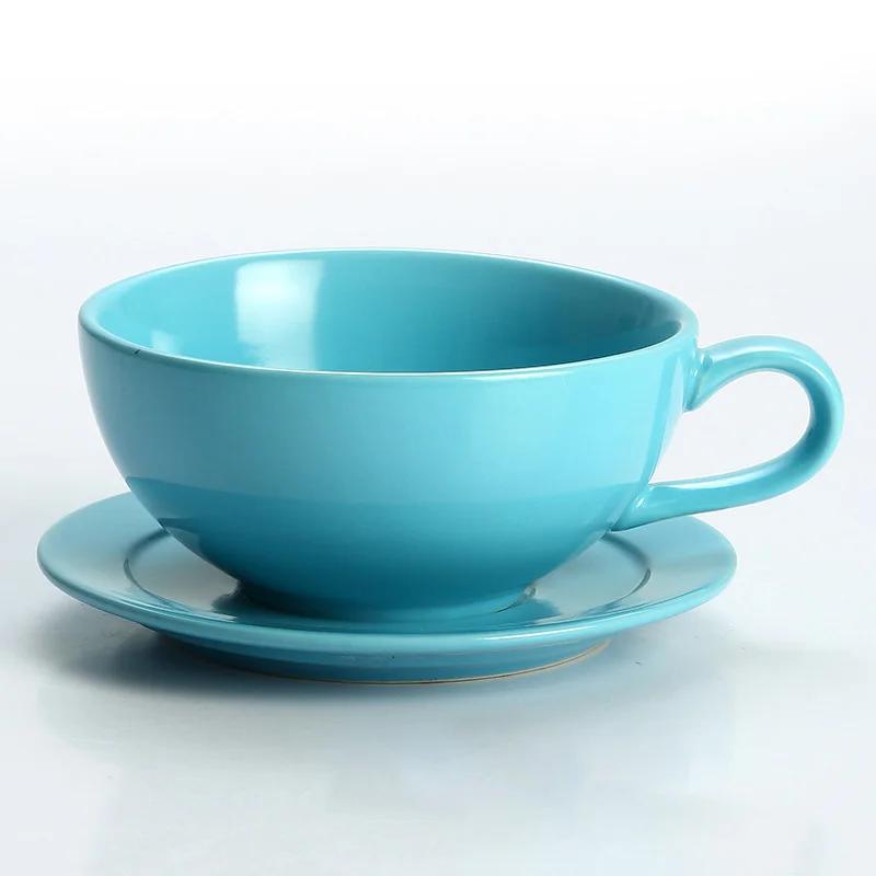 240ml Espresso Coffee Cup with Saucer,Large Soup Mug with Handles,Multiple Colors for Hot Chocolate Mocha Cappuccino Latte