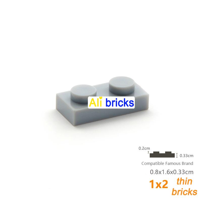 200pcs 1x2 Plate Brick Building Blocks Baseplate 3023 Accessories Bulk Parts Developing Classic MOC Brick Toys for Kids