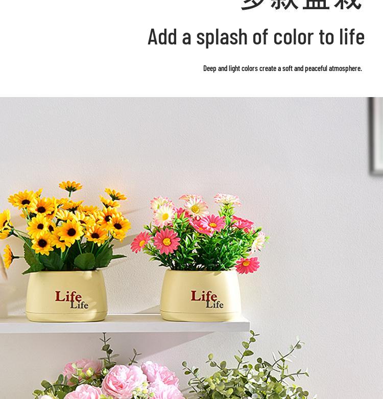 Sunflower Artificial Flower Arrangement - Small Potted Plants & Plastic Bouquets for Living Room and Dining Table Decor