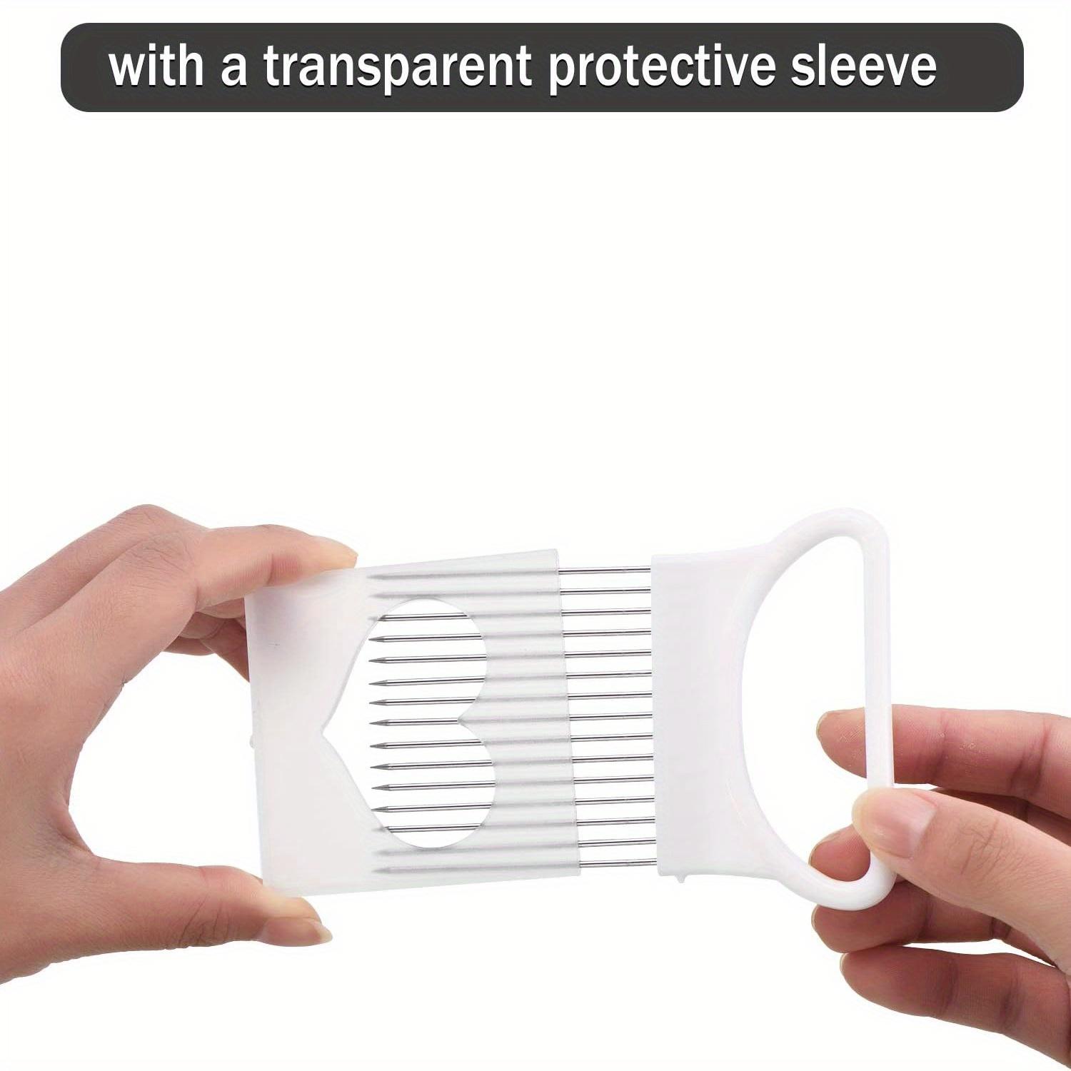 

1 шт. игла для лука из нержавеющей стали, вилка для лука, слайсер для овощей и фруктов, нож для томатов, режущий кухонный аксессуар белый