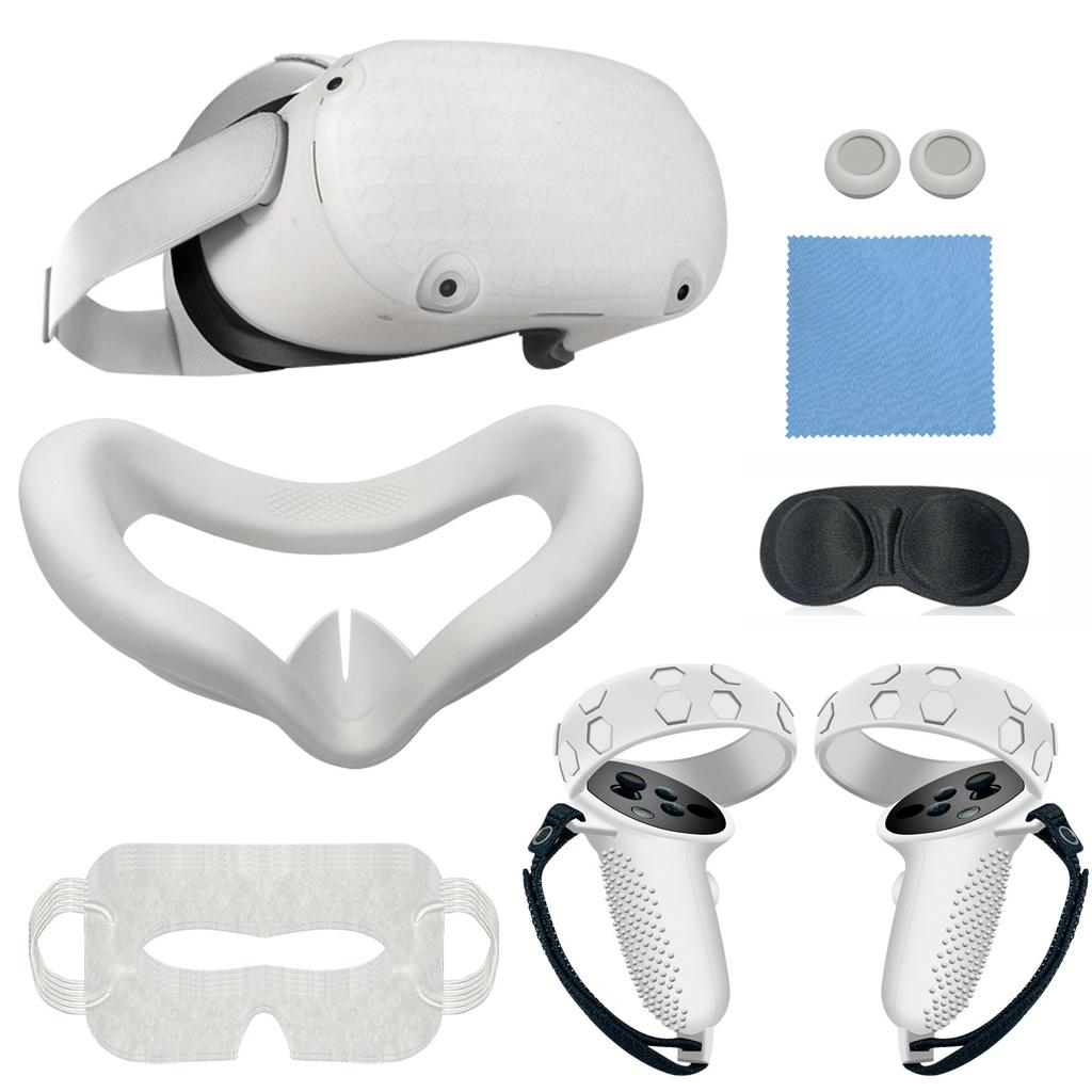 For Oculus Quest 2 Silicone Protective Cover Set 7 In 1 Anti-Leakage Nose Pad Mask Case Replacement Vr Silicone Case Accessories