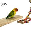 Niet-reflecterende Vogelspiegel 1 Set Kooi Papegaai Speeltjes, Houten Zitstok Platform met Spiegel, Ladder, Kleurrijk Acryl Veiligheid voor Vogels Kralen Belletjes Schommel,