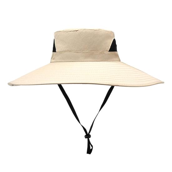 Summer Foldable Bucket Hat, Extra Large Brim Sun Protection Hat, Fisherman Hat with Adjustable Windproof Rope, for Hiking Beach Gardening Outdoor