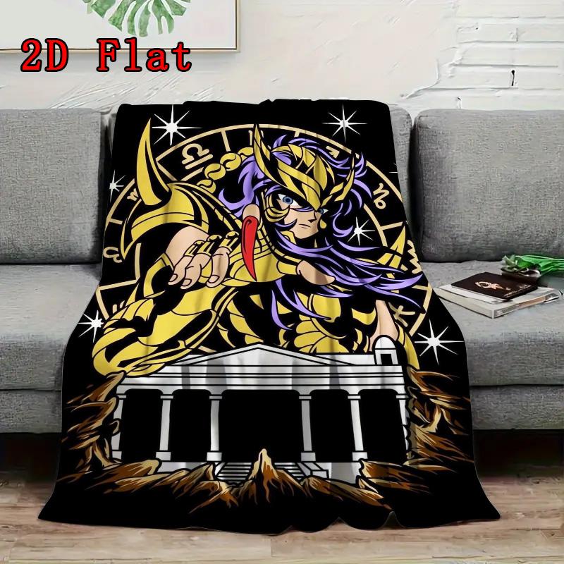 Gold Saint 2D Flat Pattern Flannel Blanket High quality All Seasons Warmth and Comfort Perfect for Christmas Gifts.MMT0918324