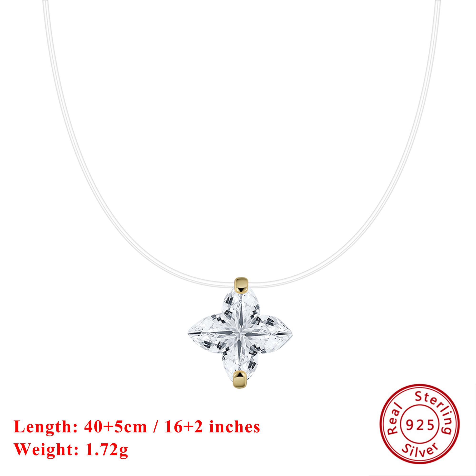 

EFFIE QUEEN 925 Sterling Silver Necklace with Dazzling Four Leaf Clover-Cut Zirconia Refined Jewelry for Women Casual Wear LZN33