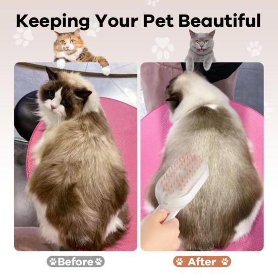 Cat Steam Brush for Shedding Pet Spa Brush Self-Cleaning Pet Grooming Comb Foldable Massage Brush for Cats Dogs