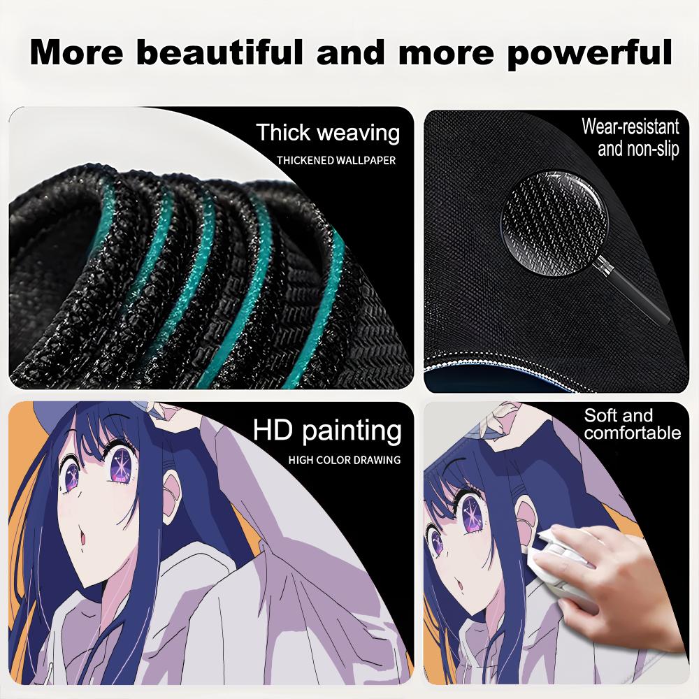 Oshi No Ko Animation Beautiful patternsOffice Computer Desk Mat Table Keyboard Big Mouse Pad Laptop Cushion Nonslip Decor